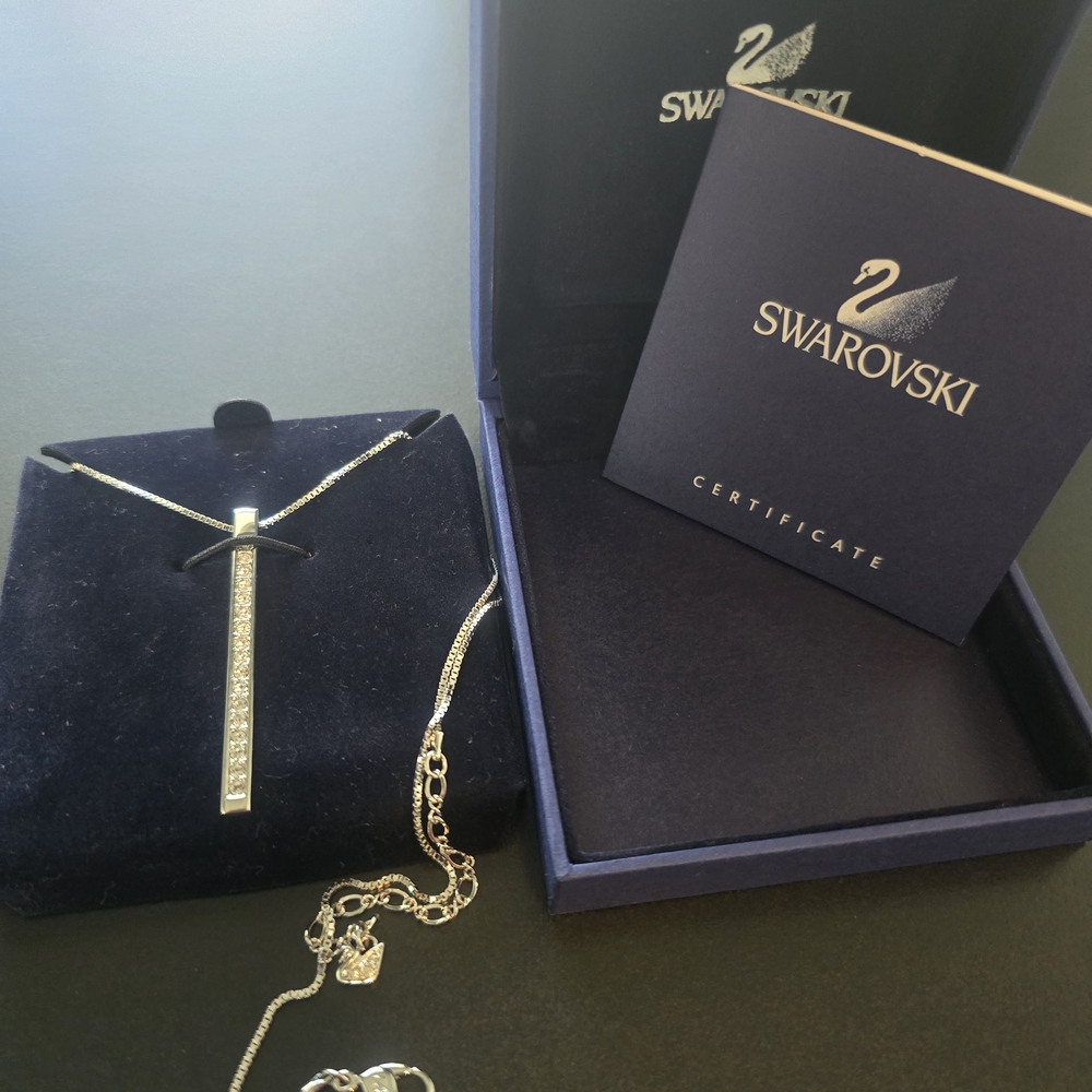 Swarovski Silver-Tone Bar Necklace